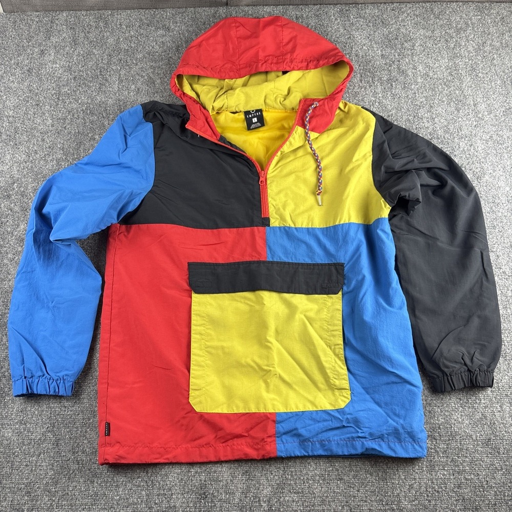Empyre Color Block Anorak Windbreaker Jacket 1/4 Zip Hooded Mens Large